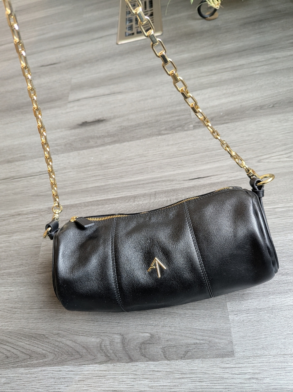 Manu Atelier Cylinder Soft Black Leather Purse